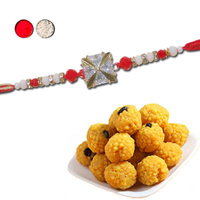 "RAKHIS -AD 4540 A (Single Rakhi),500gms of Laddu - Click here to View more details about this Product